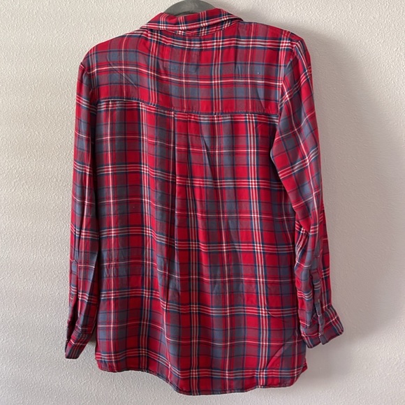 Abercrombie & Fitch Faux Wrap Plaid Blouse Sz XS - Picture 2 of 3